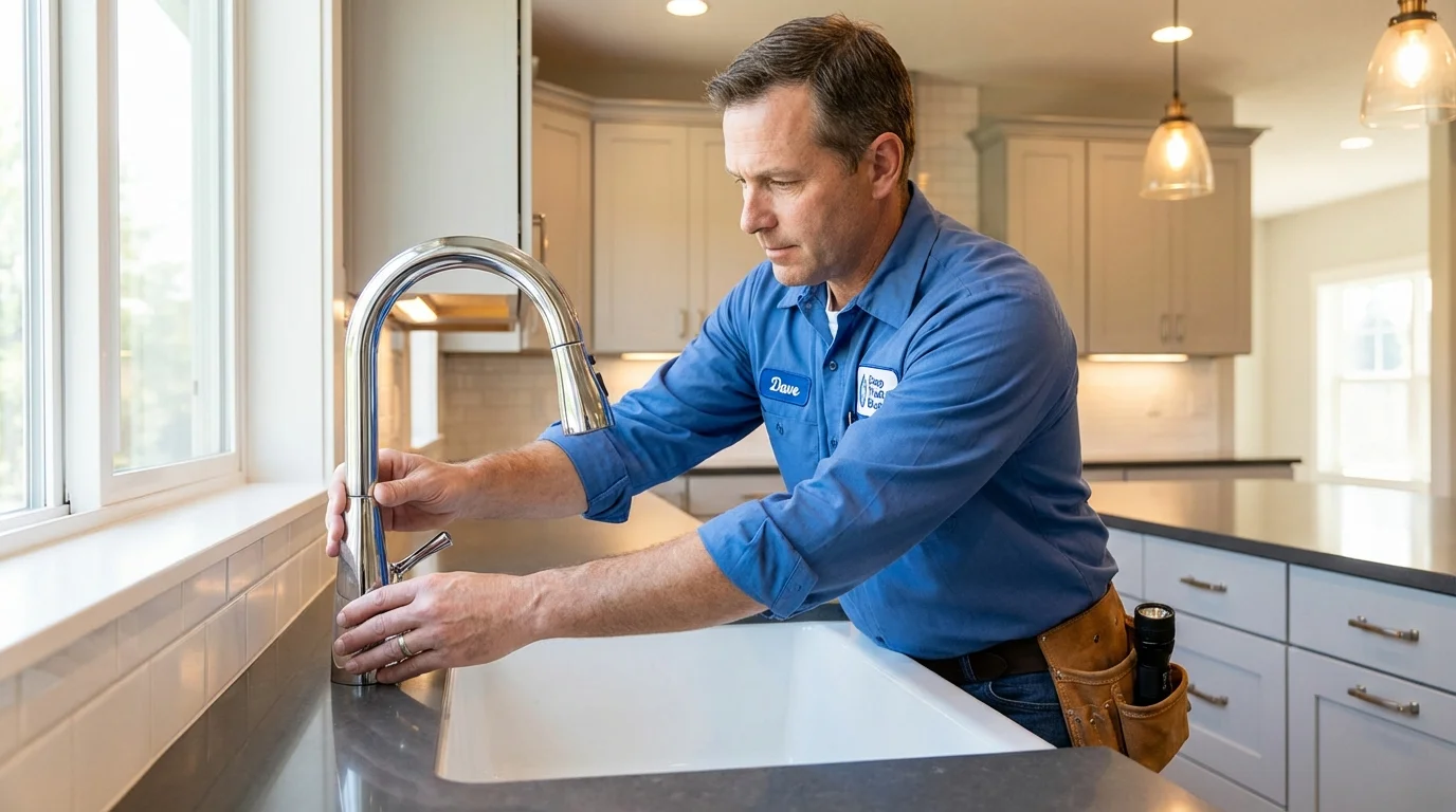 Kitchen faucet installation by Johns Plumbing LLC in New Palestine