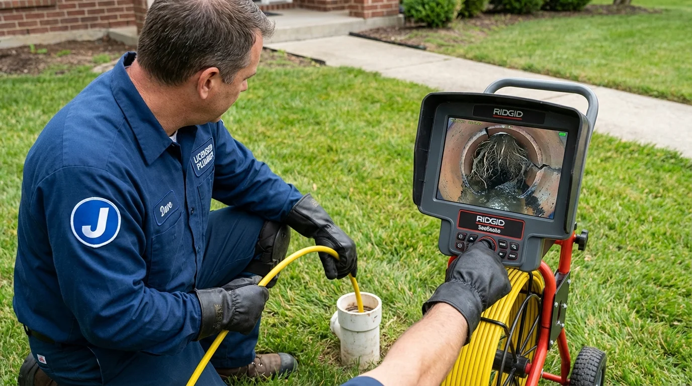 Sewer camera inspection being performed by Johns Plumbing LLC in New Palestine